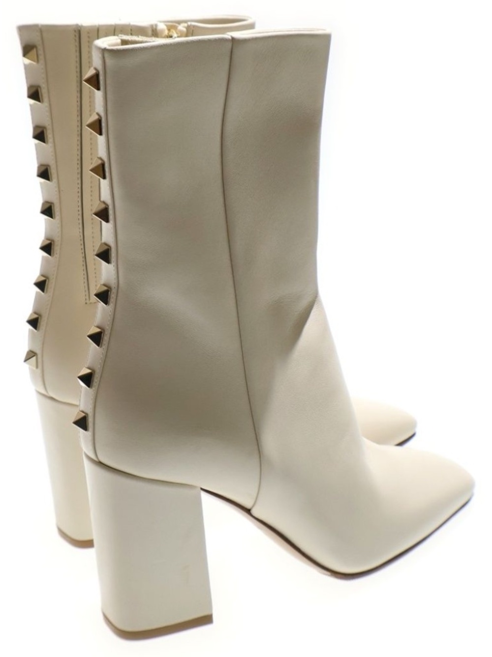 Valentino Garavani Rockstud Nappa Leather 90mm Ankle Boots Ivory EU 35